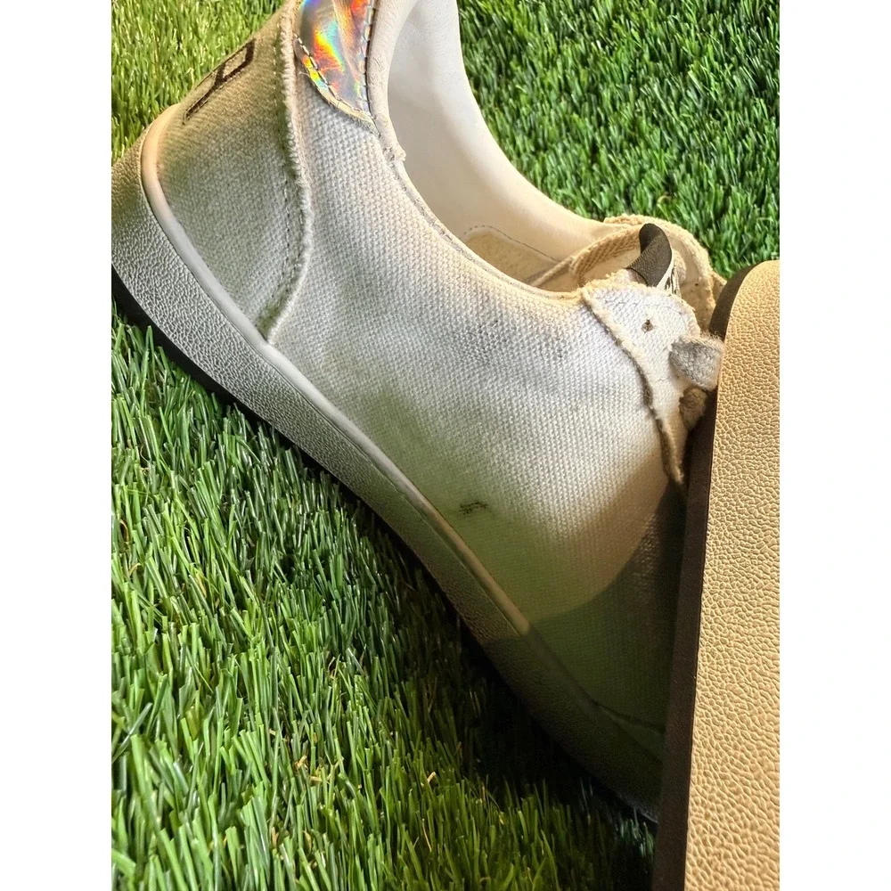 Golden‎ Goose BallStar White Canvas Sneakers Iridescent Holographic GGDB 6.5y
